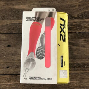 New 2XU Womens XL Compression Running Socks Neon